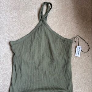 Old Navy Sage Green Ribbed crisscross halter- NWT